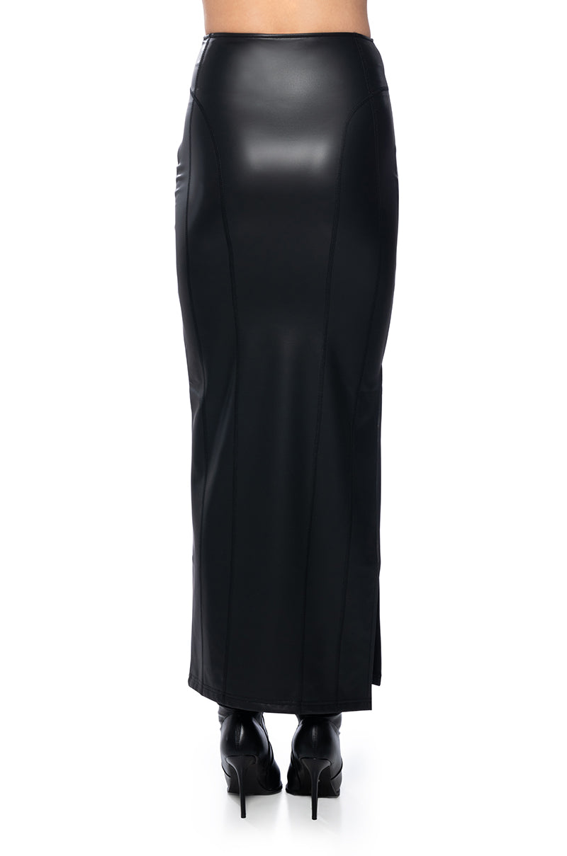 Extra View Jealous Type Fitted Faux Leather Maxi Skirt view 6