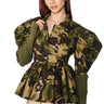 Front View Jeffers Green Camo Jacket With Fitted Rib Arms