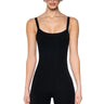 Front View Jenna Classic Scoop Back Romper In Black