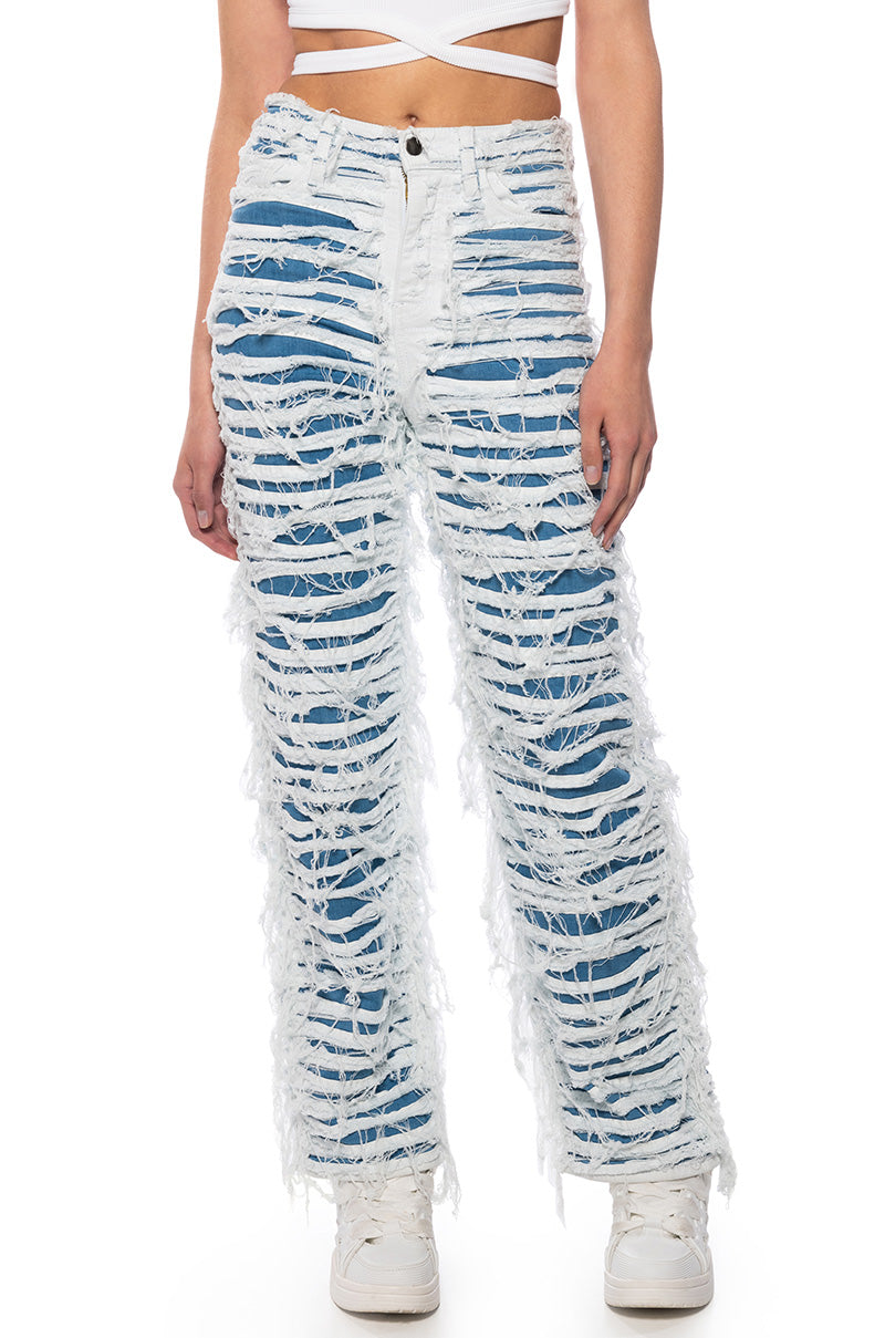 JENNA SHREDDED STRAIGHT LEG JEANS view 0