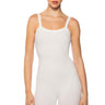 Front View Jenny Classic Scoop Back Romper In Ivory
