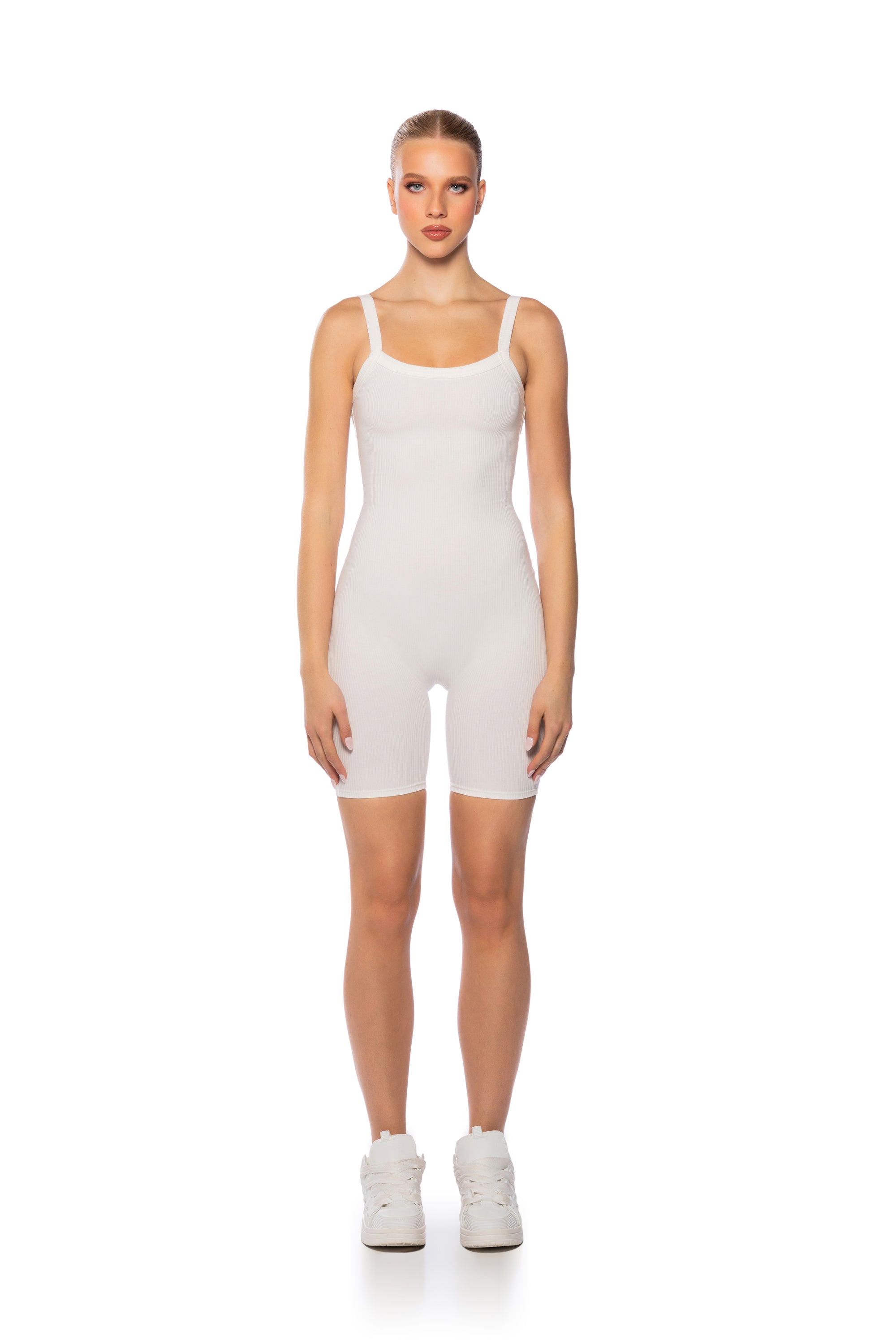 Extra View Jenny Classic Scoop Back Romper In Ivory