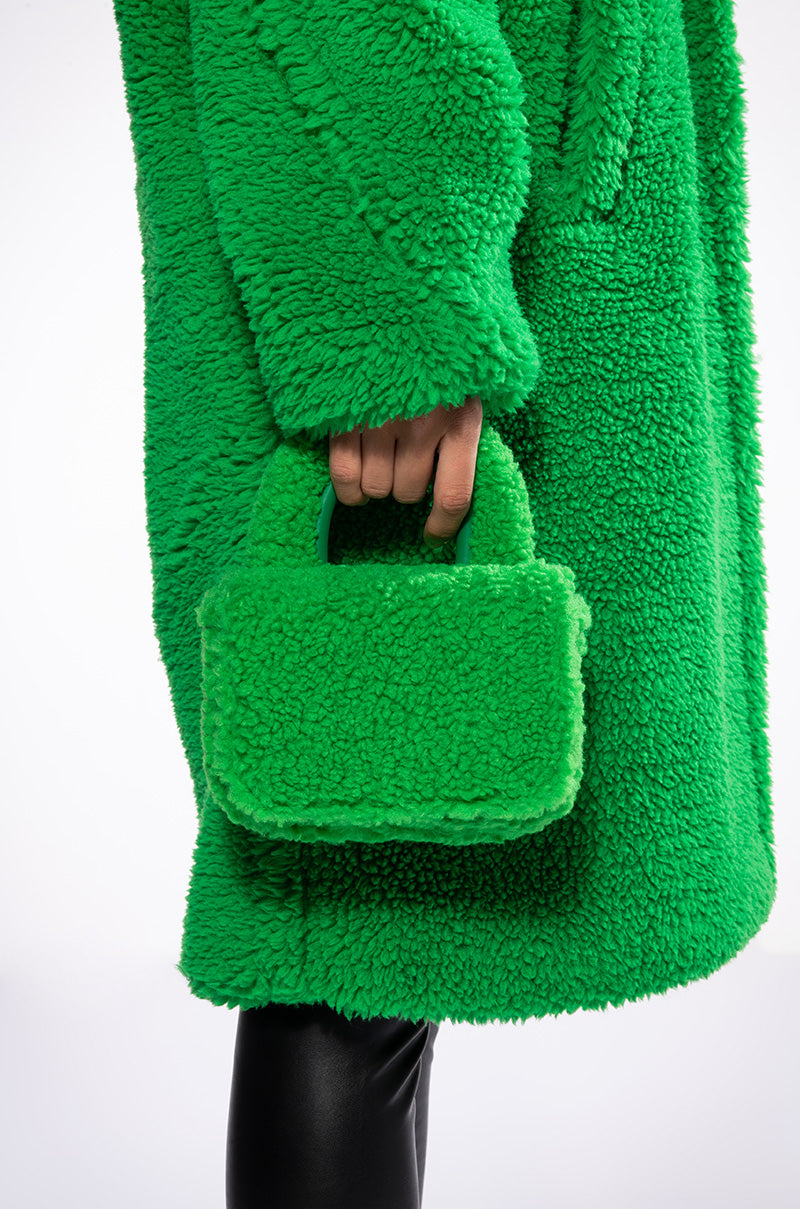 Front View Jessie Sherpa Green Purse