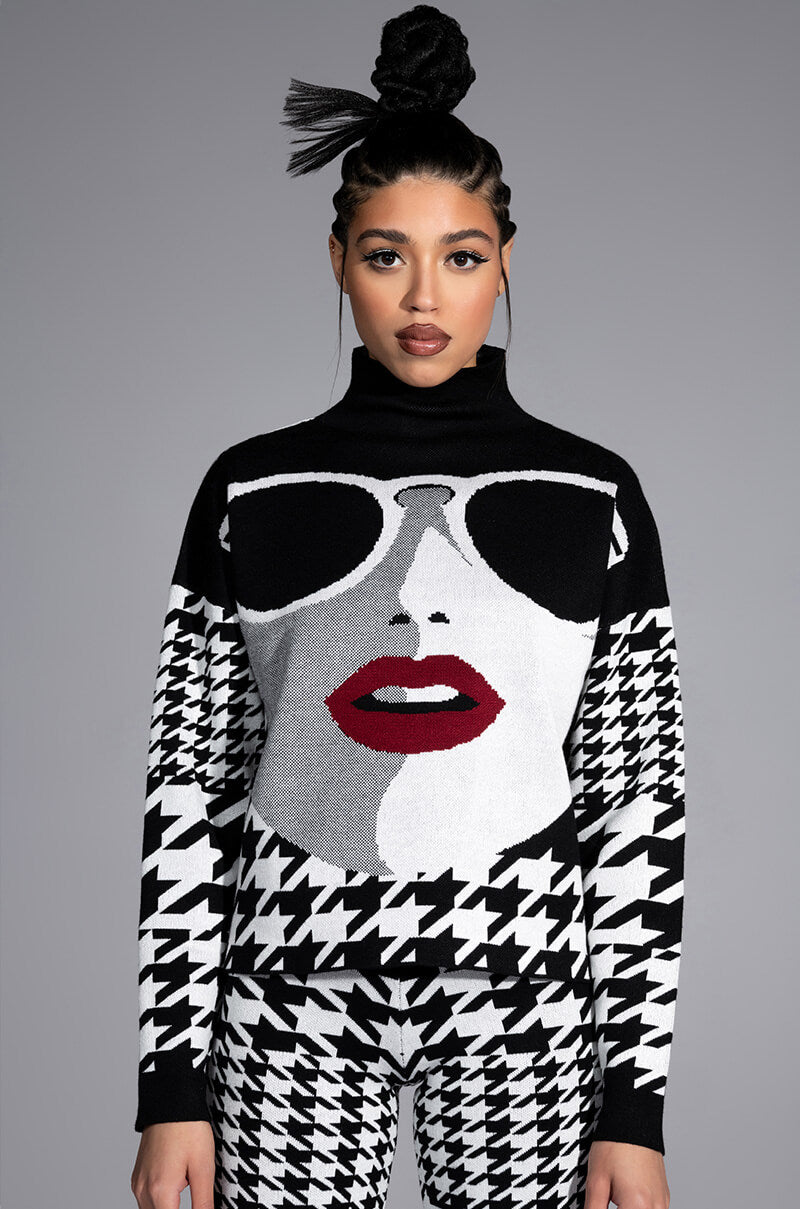 Front View Jet Set Mock Neck Sweater