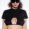 Front View Jeune Pocket Detail Cutout Crop Tee