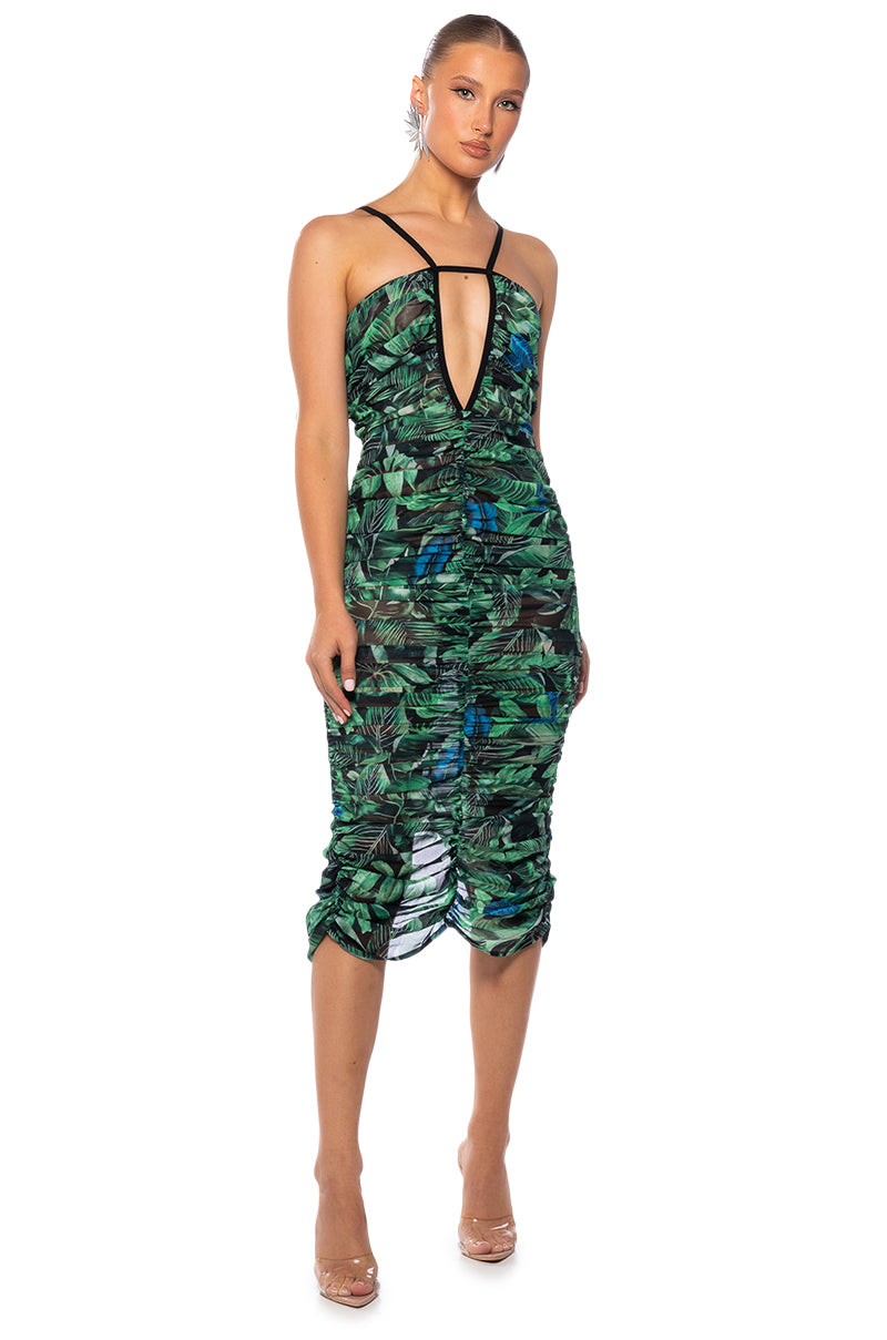 Front View Joanne Ruched Cutout Maxi Dress