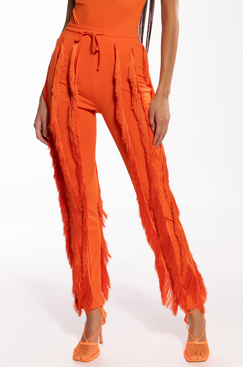 Front View Josefina Fringe Detail Joggers