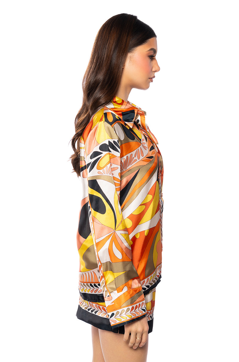 Detail View Josie Satin Button Down Blouse