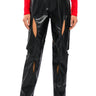 Front View Jump Around Relaxed Cutout Faux Leather Pant