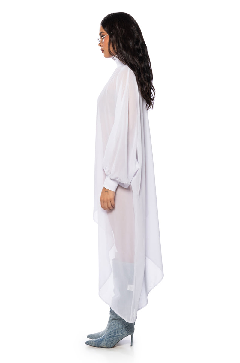 Detail View June Asymmetrical Midi Dress In White