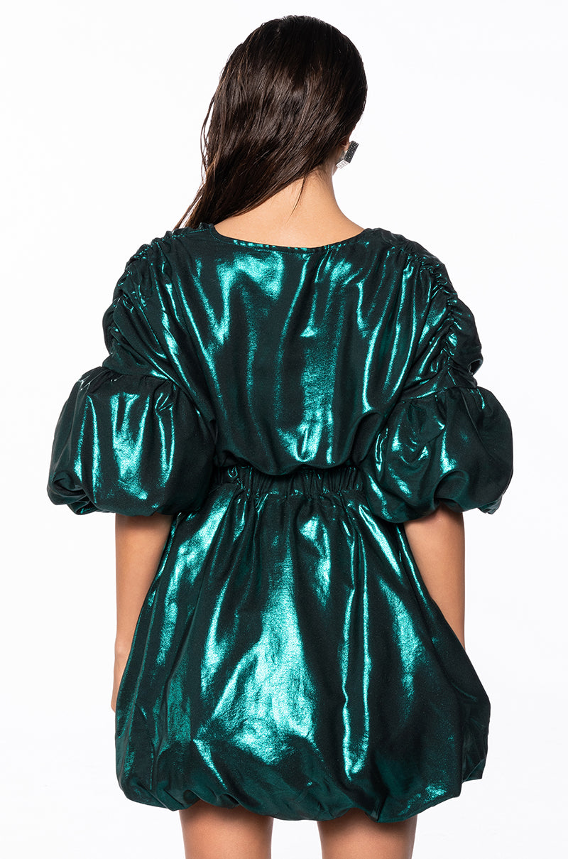 Detail View June Pillow Mini Dress In Green