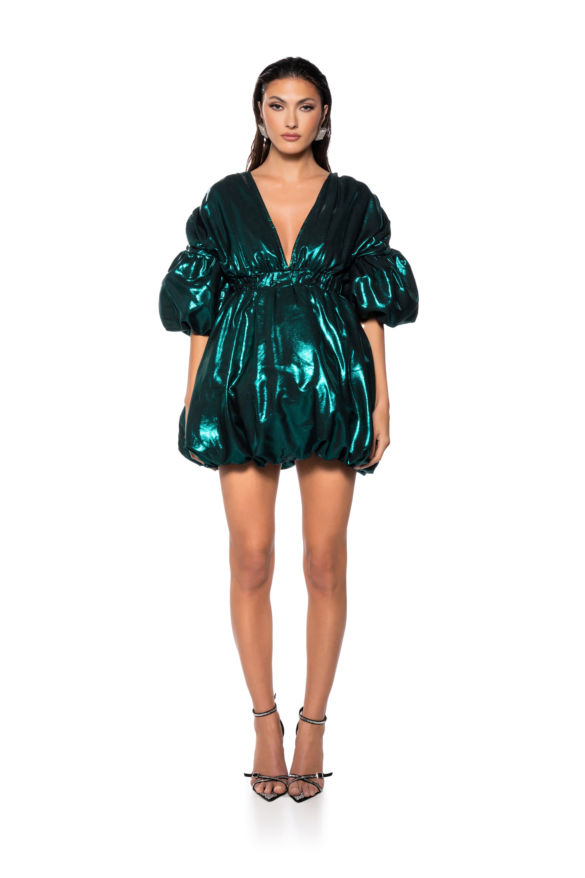 Extra View June Pillow Mini Dress In Green