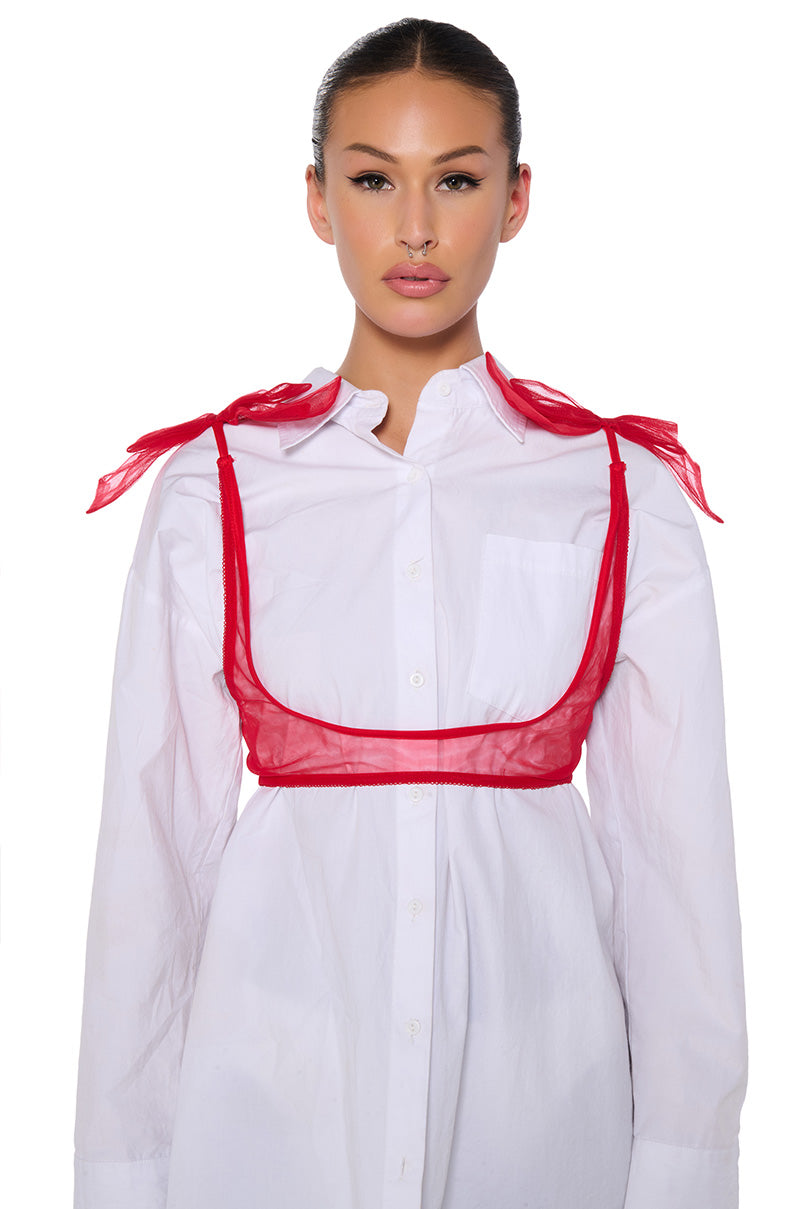 Front View Just For You Mesh Harness In Red