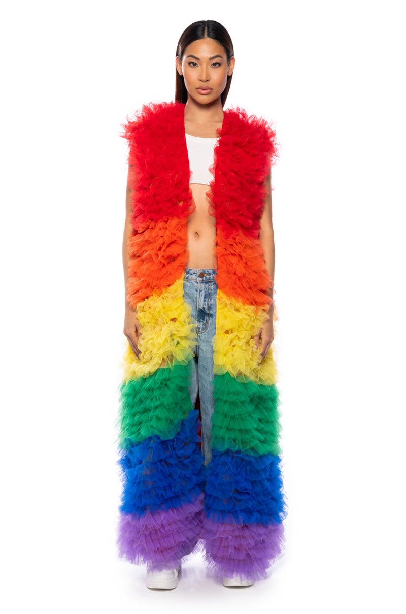 Back View Just In Time Rainbow Ruffle Vest 2