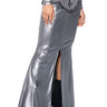 Front View Just Like Magic Slinky Denim Maxi Skirt