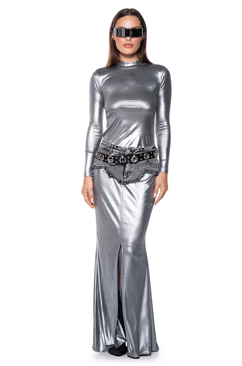 Back View Just Like Magic Slinky Mock Neck Long Sleeve Top