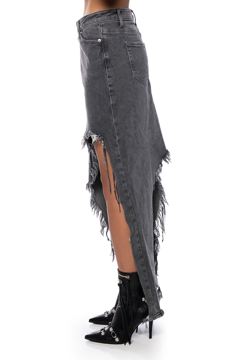 Extra View Just Wanna Dance High Low Denim Skirt