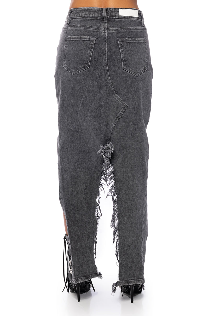 Extra View Just Wanna Dance High Low Denim Skirt