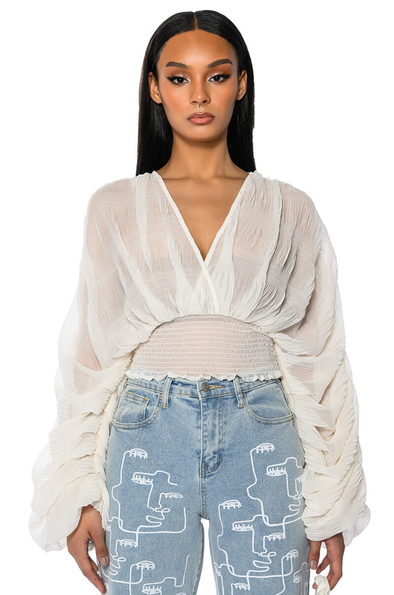 KAHANU FLOWY PLEATED LONG SLEEVE BLOUSE view 0