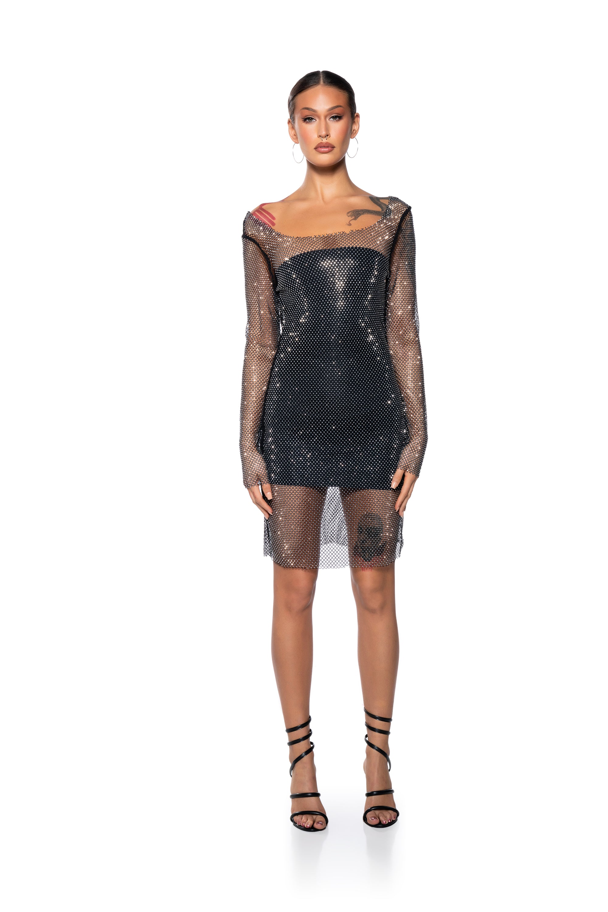 Extra View Kamdyn Rhinestone Mesh Mini Dress
