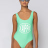 Front View Kappa Womens Ekinaz Bodysuit in Green