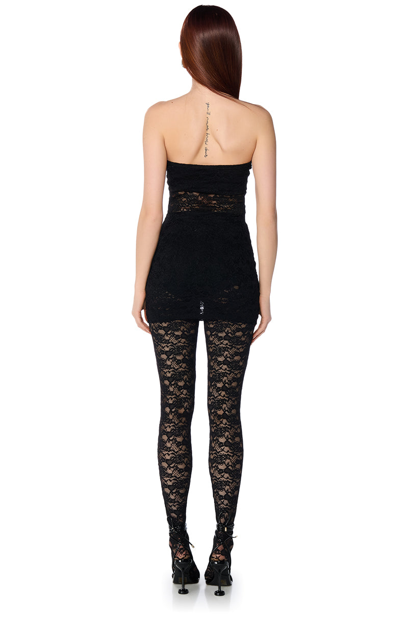 KARA LACE MINI DRESS AND TIGHT SET AKIRA KARA LACE MINI DRESS AND TIGHT SET AKIRA