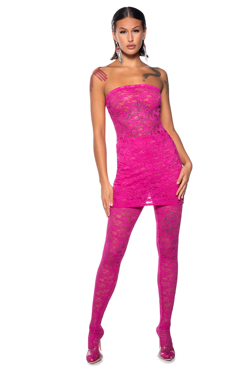 KARA LACE MINI DRESS AND TIGHT SET – AKIRA KARA LACE MINI DRESS AND TIGHT SET – AKIRA
