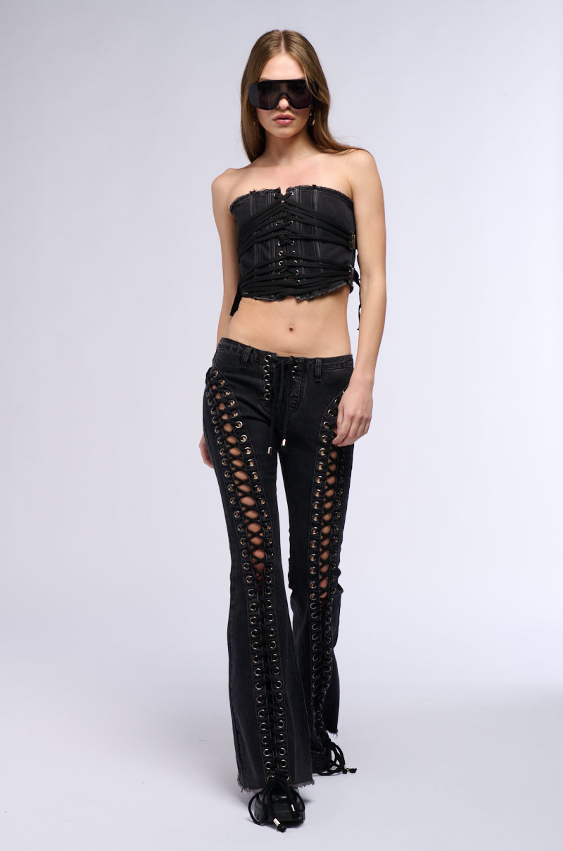 Extra View Kat Lace Up Denim Corset