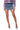 Front View Kat Side Cinched Denim Mini Skort