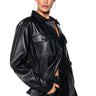 Front View Kate Faux Leather Button Down Shirt