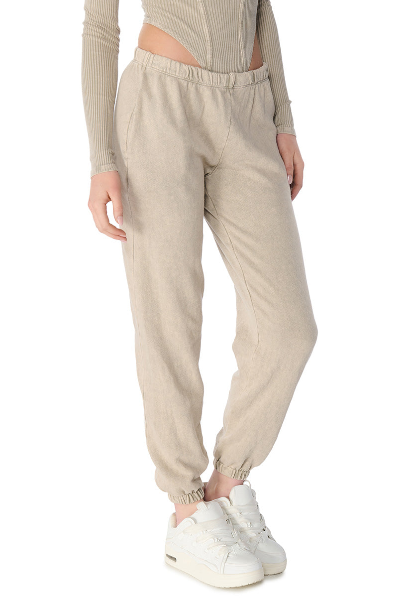 Front View Katrina Mineral Wash Jogger In Light Grey