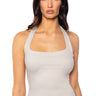 Front View Kaya Double Layer Halter Top In Cream