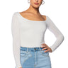 Front View Kaya Double Layer Long Sleeve Top In White