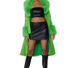 Front View Kaya Pu Trench With Faux Fur Lining In Green