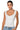 Front View Kaya Sweetheart Cut Low Back Tank Top In White