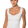 Front View Kaya Sweetheart Cut Low Back Tank Top In White