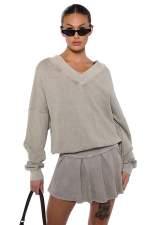 ☆新品未使用☆gypsohila V Neck Sweat Lightgray kaylani-v-neck-sweatshirt-in-