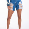 Front View Keep It 100 Distressed Denim Shorts