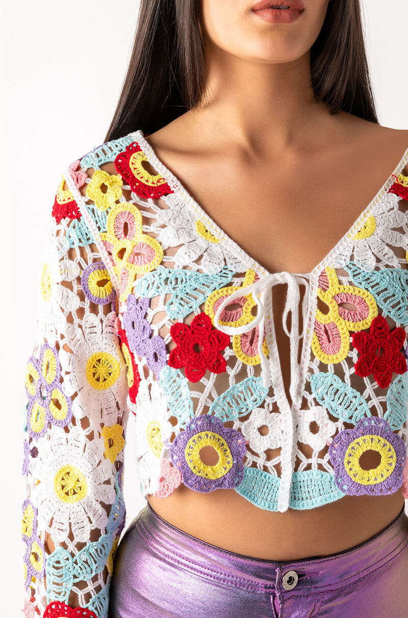 Extra View Keep It Crochet Tie Front Top