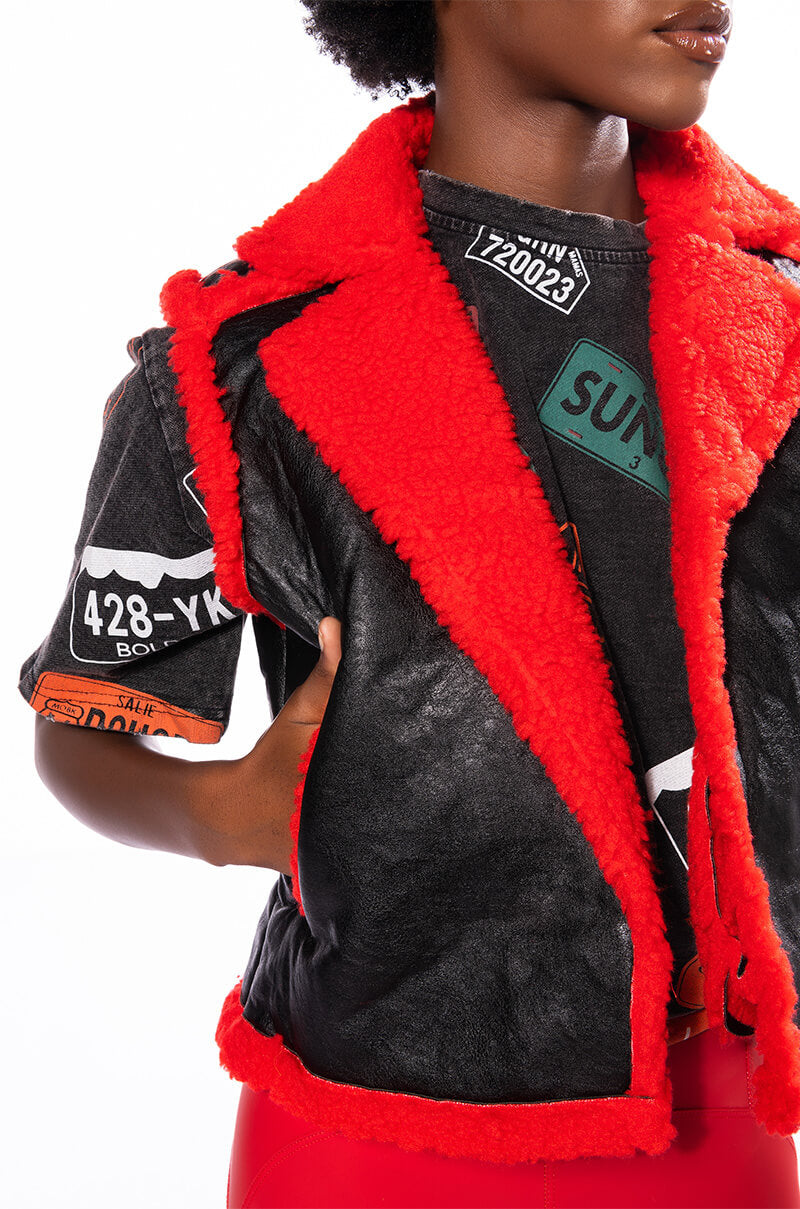 Extra View Keep It Cute Teddy Lined Pu Vest