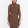 Front View Keep It Low Key Long Sleeve Midi Ruched Dress