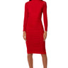 Front View Keep It Low Key Long Sleeve Midi Ruched Dress