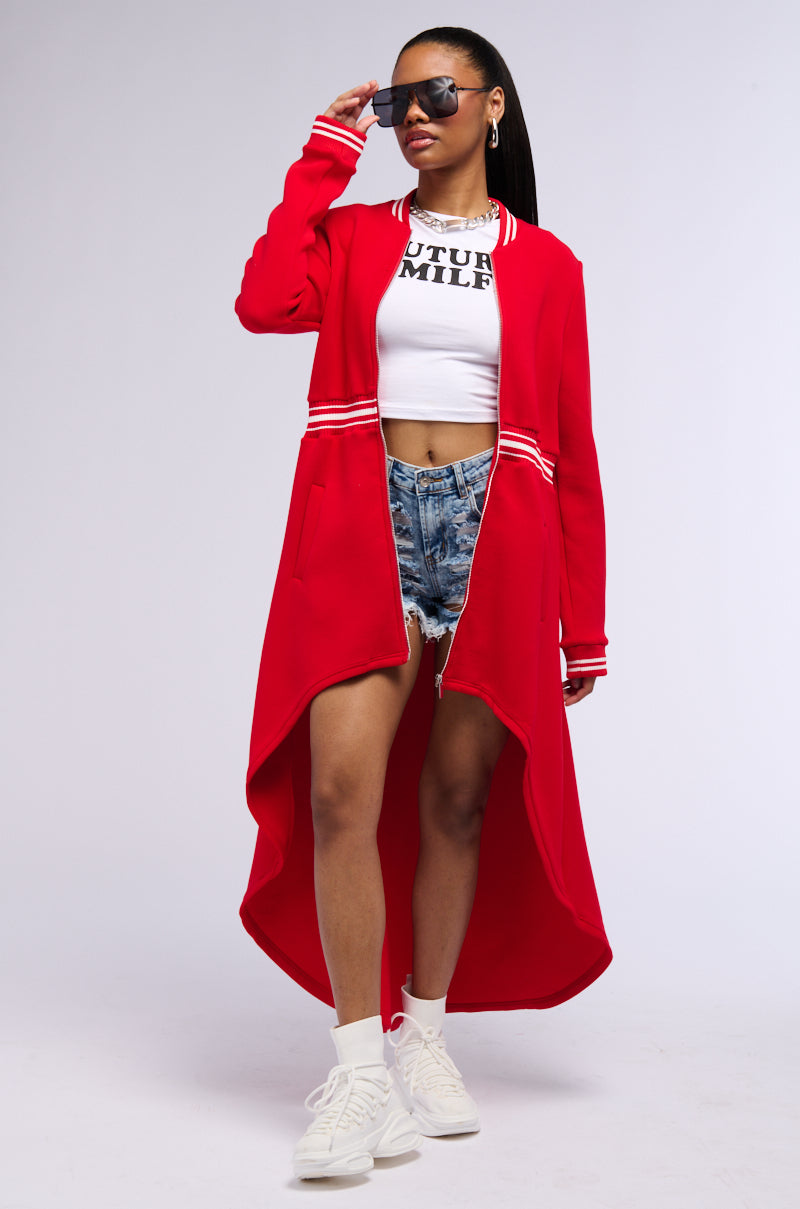 Side View Keep It Moving Scuba Trench In Red