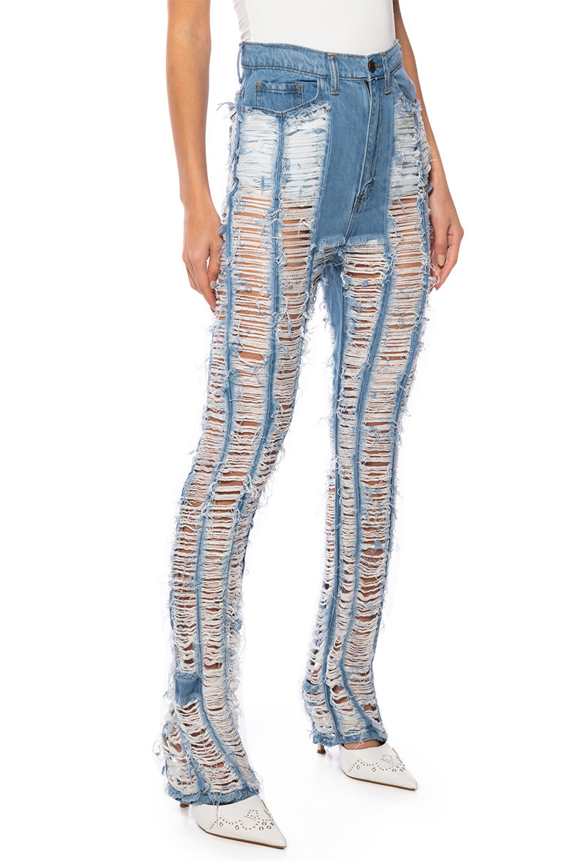 KEEP IT TOGETHER FULLY DISTRESSED STRAIGHT JEANS view 0