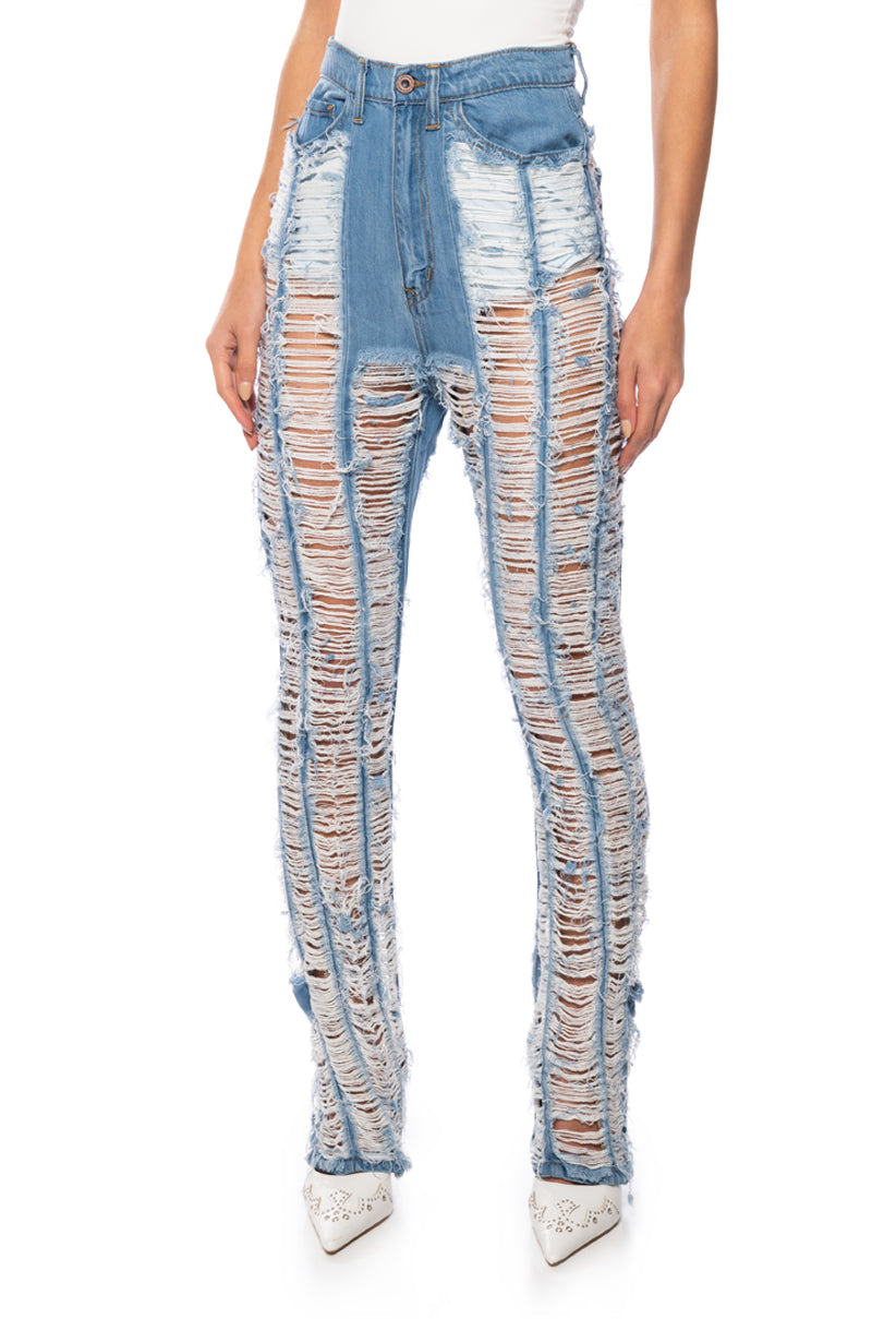 Side View Keep It Together Fully Distressed Straight Jeans