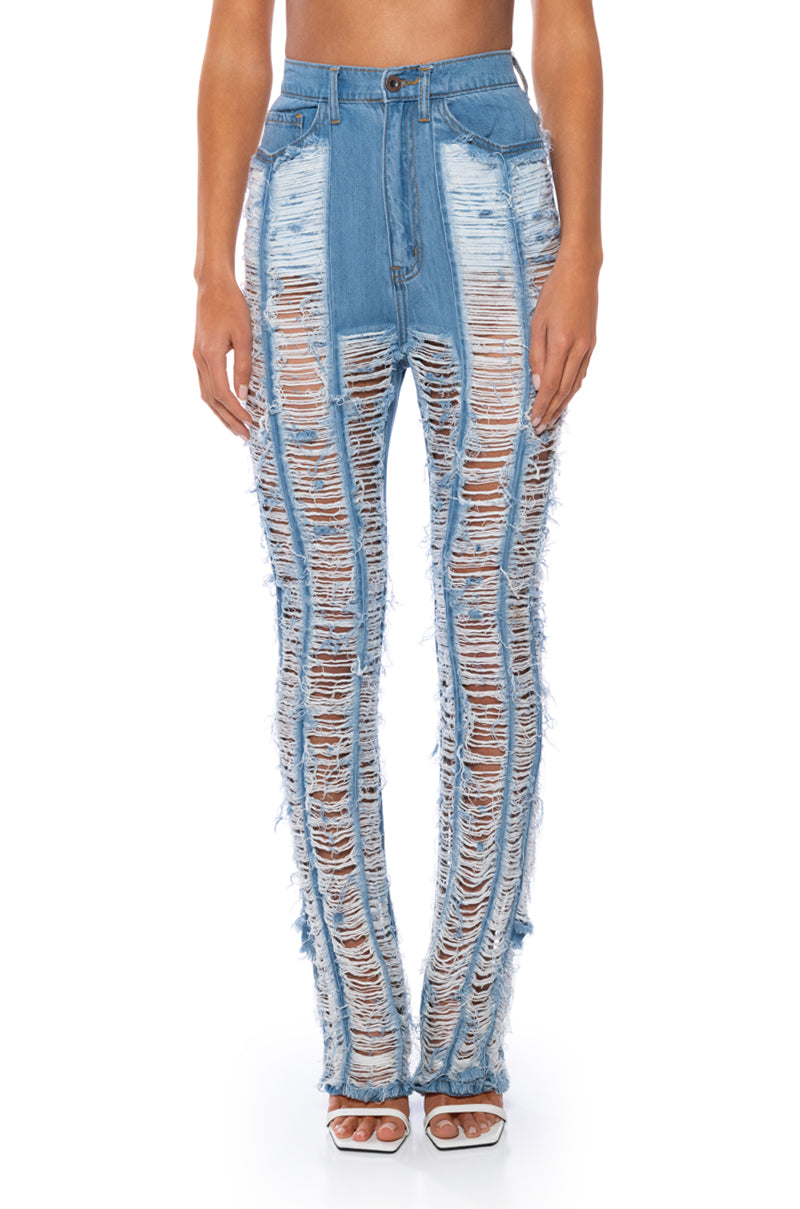 Side View Keep It Together Fully Distressed Straight Jeans