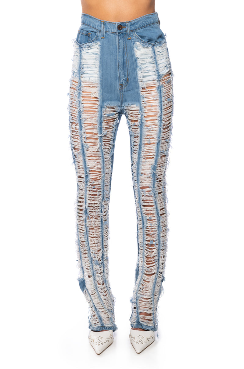 Full View Keep It Together Fully Distressed Straight Jeans