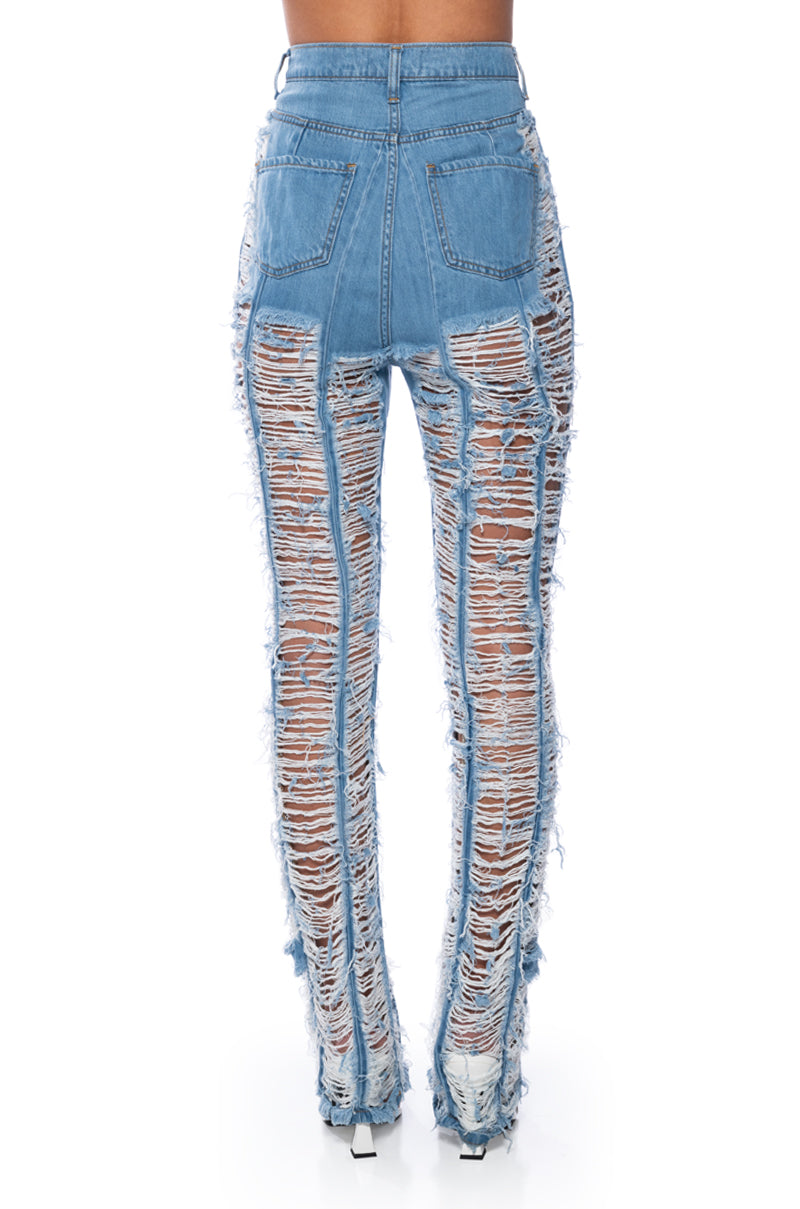 Extra View Keep It Together Fully Distressed Straight Jeans
