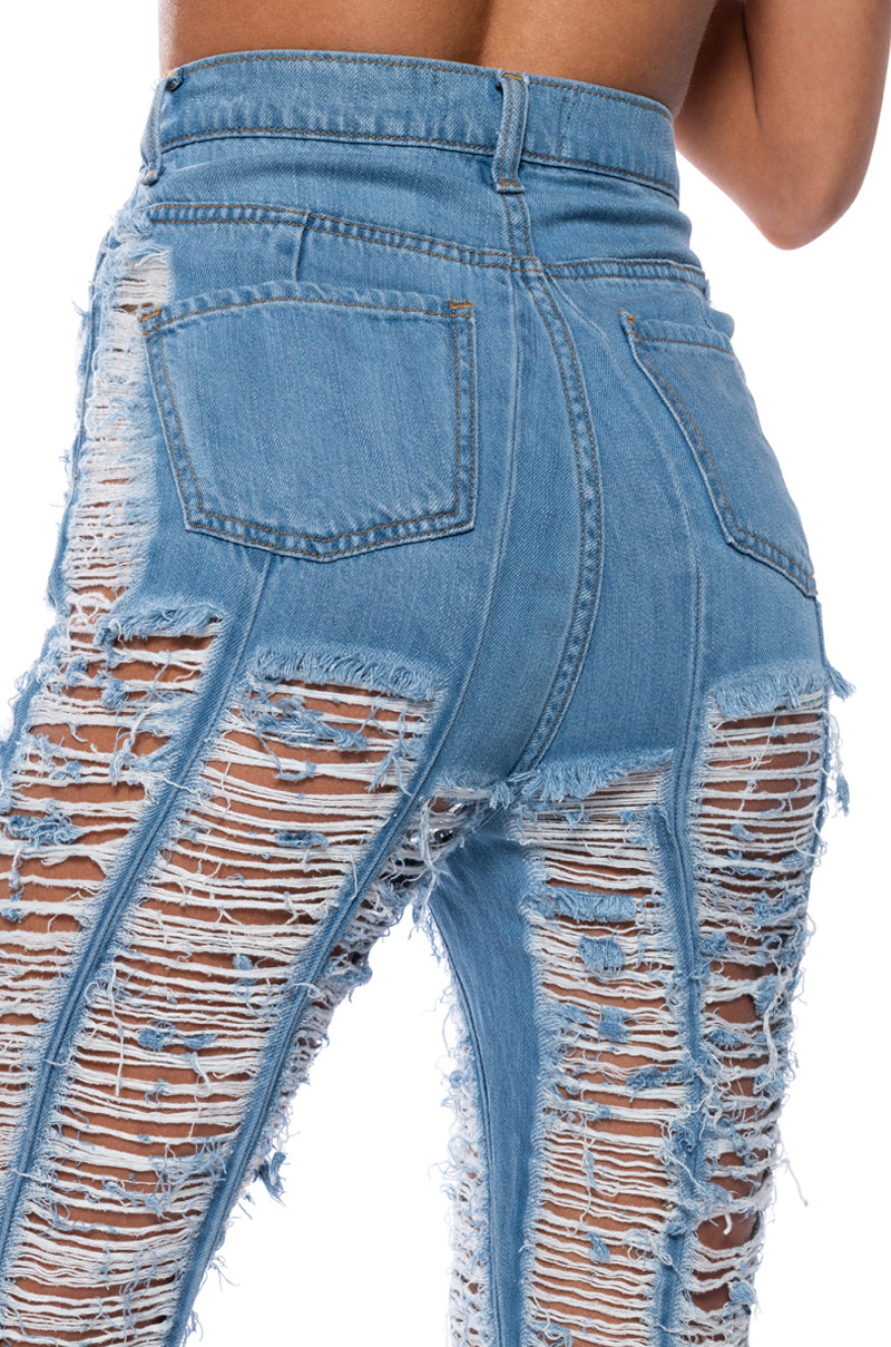 Extra View Keep It Together Fully Distressed Straight Jeans