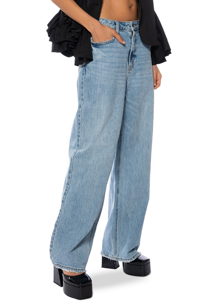 Front View Keep It Vintage Low Rise Light Denim Jean view 2